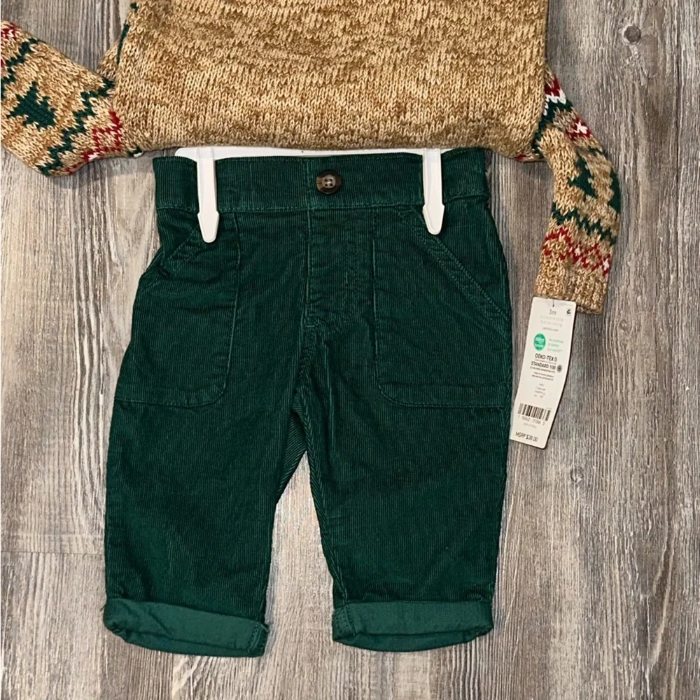 Carter's Baby 2pc Holiday Sweater & Corduroy Pant Set 3m- NWT